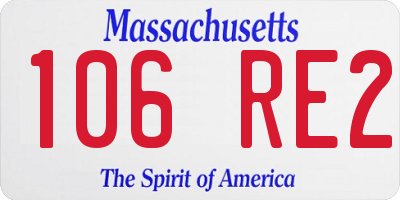 MA license plate 106RE2