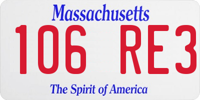 MA license plate 106RE3