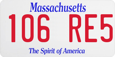 MA license plate 106RE5