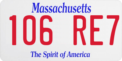 MA license plate 106RE7