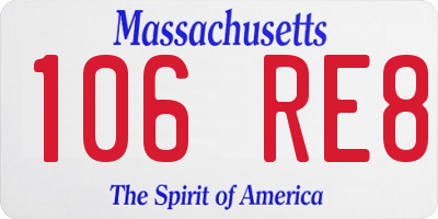 MA license plate 106RE8