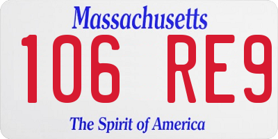 MA license plate 106RE9