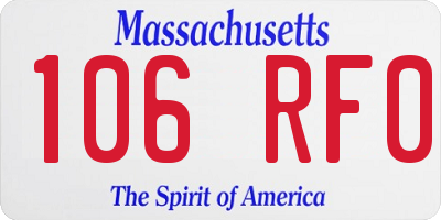 MA license plate 106RF0