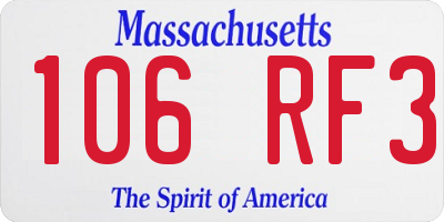 MA license plate 106RF3
