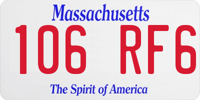 MA license plate 106RF6