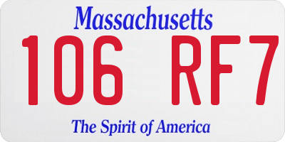 MA license plate 106RF7