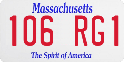 MA license plate 106RG1