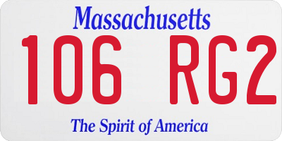 MA license plate 106RG2