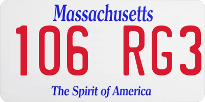 MA license plate 106RG3
