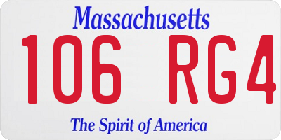 MA license plate 106RG4