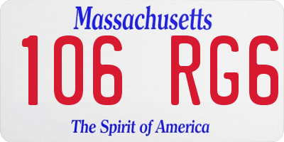 MA license plate 106RG6