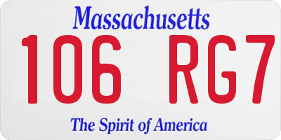 MA license plate 106RG7