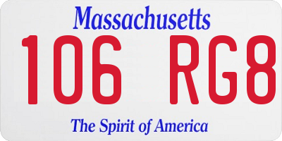 MA license plate 106RG8
