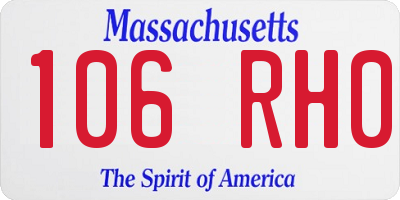 MA license plate 106RH0