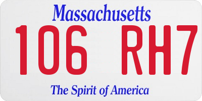 MA license plate 106RH7