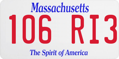 MA license plate 106RI3