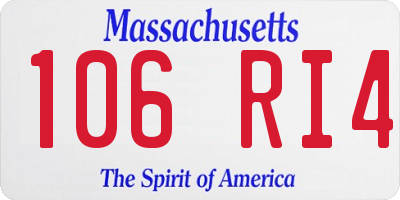 MA license plate 106RI4