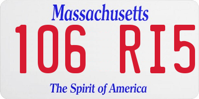 MA license plate 106RI5