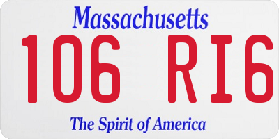 MA license plate 106RI6