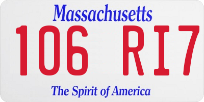 MA license plate 106RI7