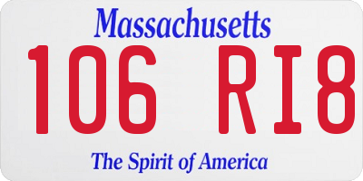 MA license plate 106RI8