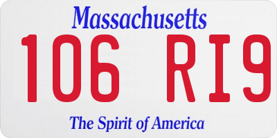 MA license plate 106RI9