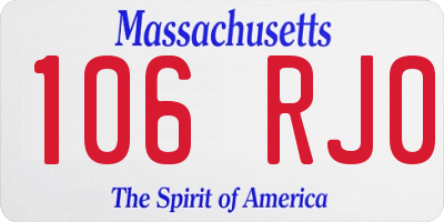 MA license plate 106RJ0