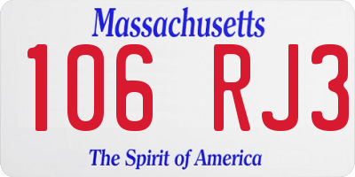 MA license plate 106RJ3