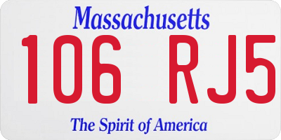 MA license plate 106RJ5