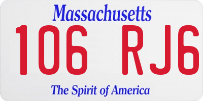 MA license plate 106RJ6