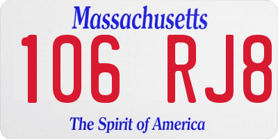 MA license plate 106RJ8