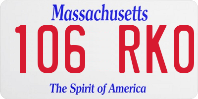 MA license plate 106RK0