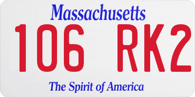 MA license plate 106RK2