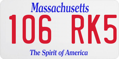 MA license plate 106RK5