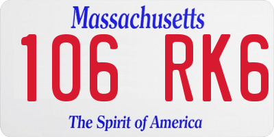 MA license plate 106RK6