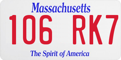 MA license plate 106RK7