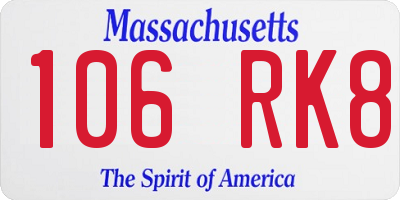 MA license plate 106RK8