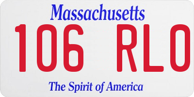 MA license plate 106RL0