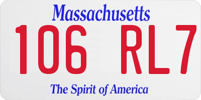 MA license plate 106RL7