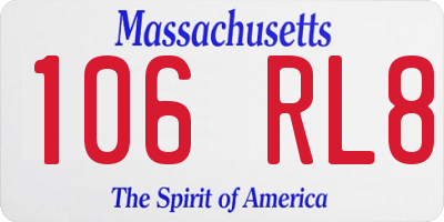 MA license plate 106RL8