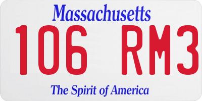 MA license plate 106RM3