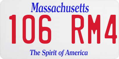 MA license plate 106RM4