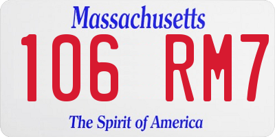 MA license plate 106RM7