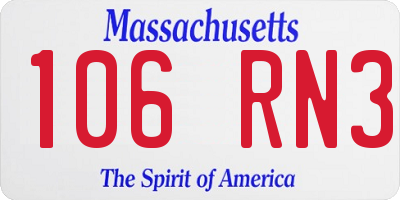 MA license plate 106RN3