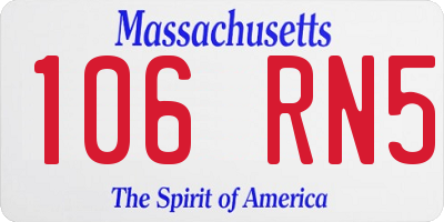 MA license plate 106RN5
