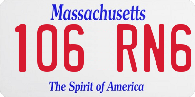MA license plate 106RN6