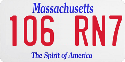 MA license plate 106RN7