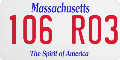 MA license plate 106RO3