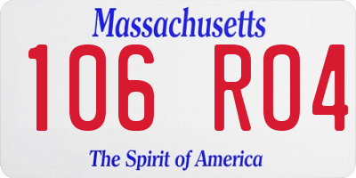 MA license plate 106RO4