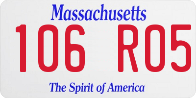 MA license plate 106RO5